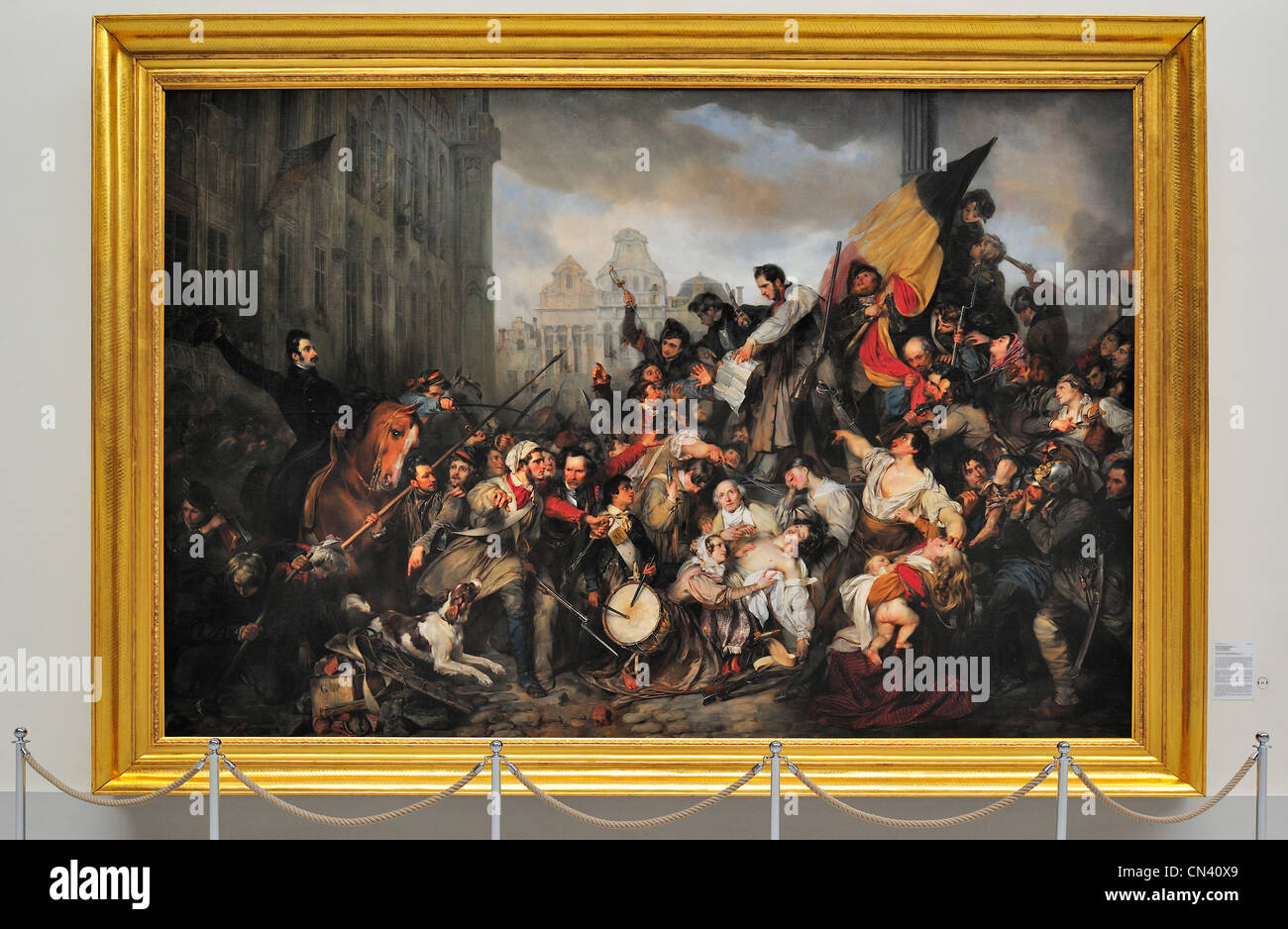 Malerei der Folge der belgischen Revolution von 1830 von Gustave Wappers in das Museum für alte Kunst, Brüssel, Belgien Stockfoto