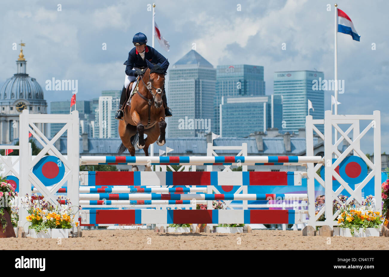 Pippa Funnel and BILLY SHANNON - Olympic Eventing Test Event Horse Trials, Greenwich Park Stockfoto