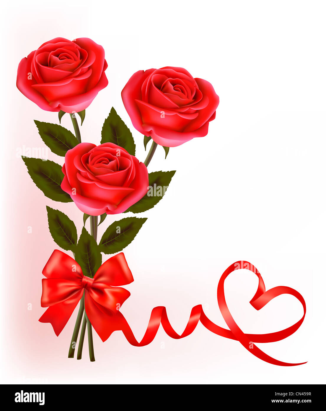 Drei Rosen mit Herz. Valentine Hintergrund Stockfotografie - Alamy