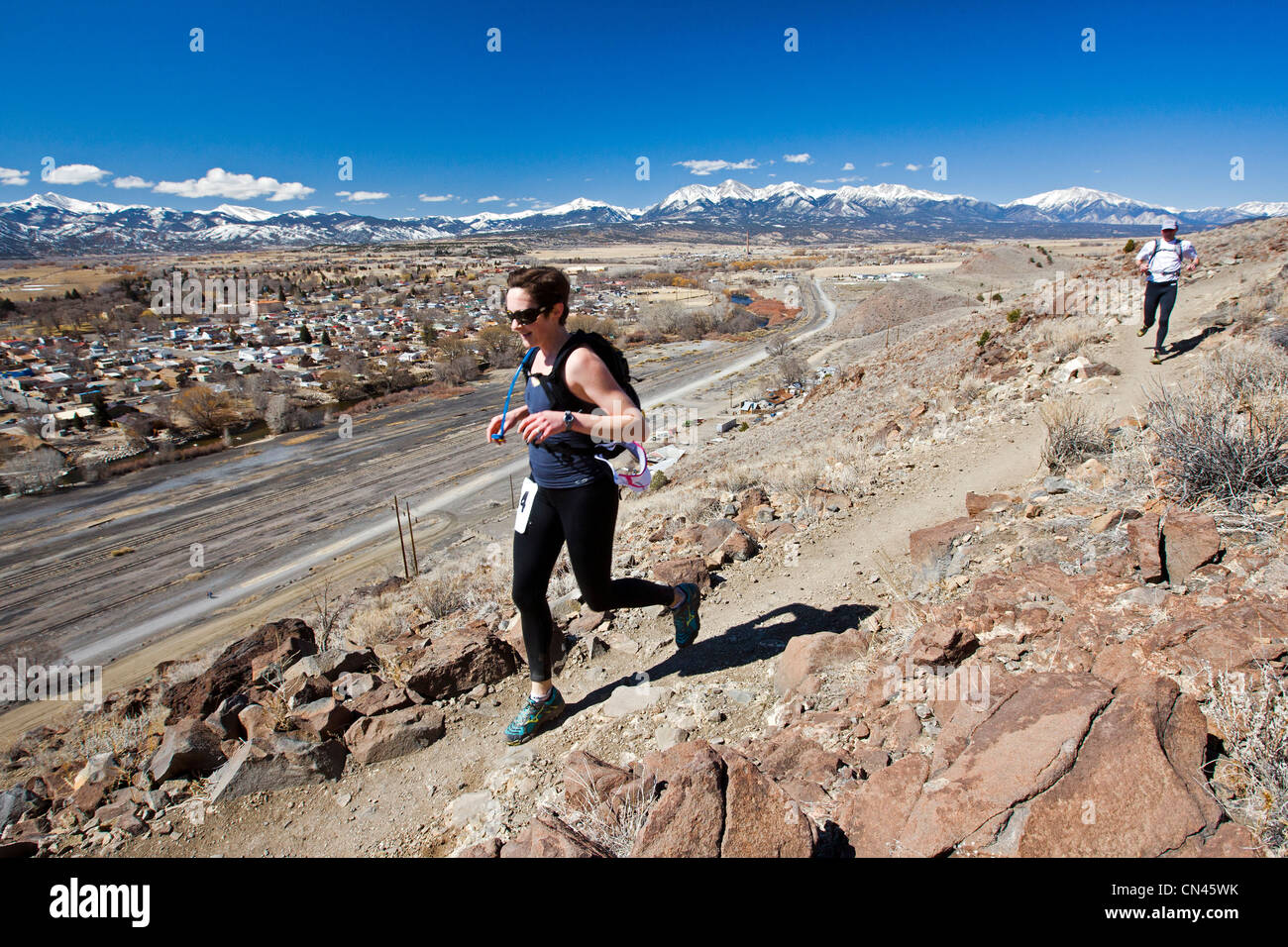 Läufer konkurrieren im laufen durch Zeit Halbmarathon, Salida, Colorado, USA Stockfoto