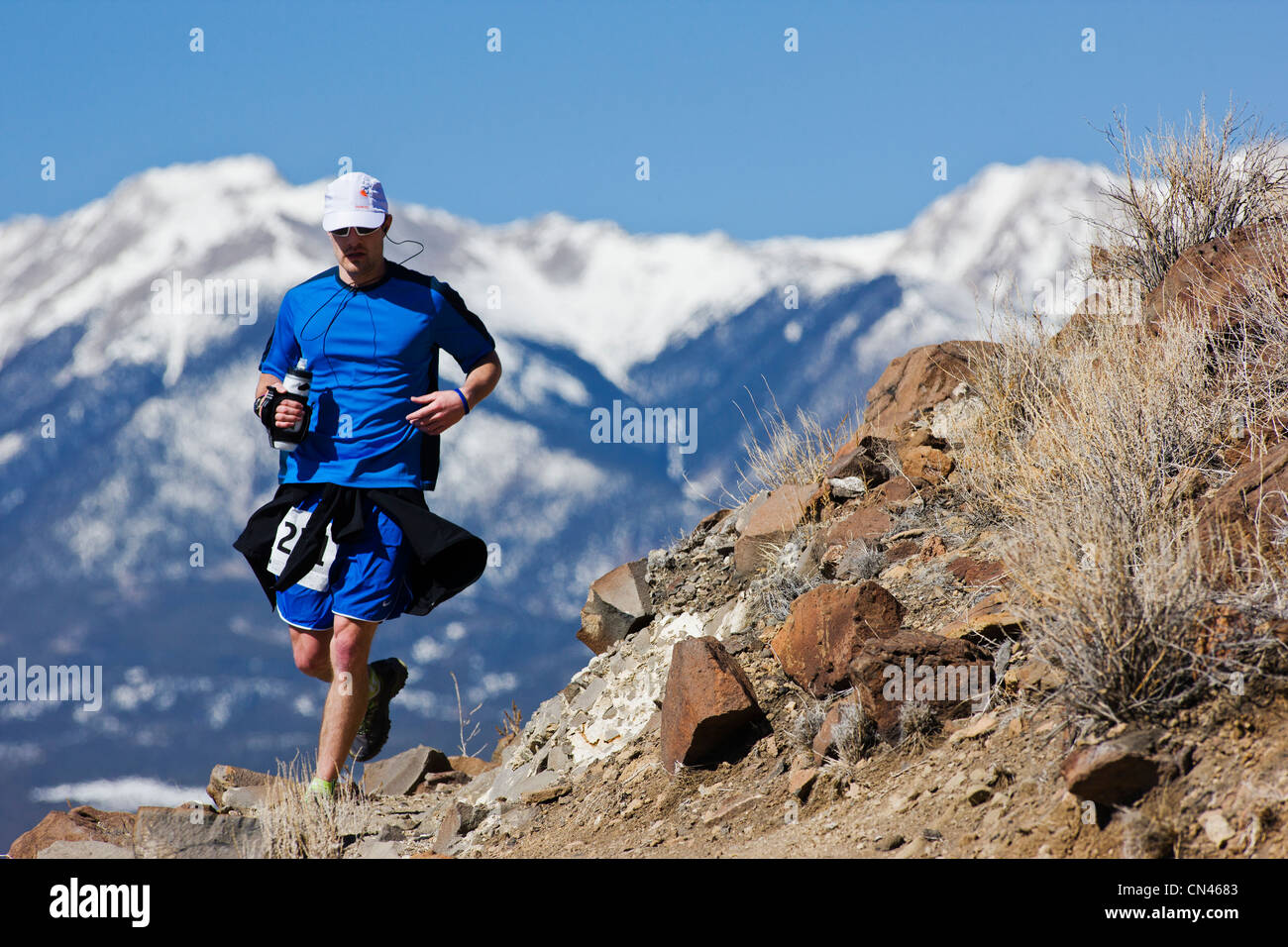 Läufer konkurrieren im laufen durch Zeit Halbmarathon, Salida, Colorado, USA Stockfoto