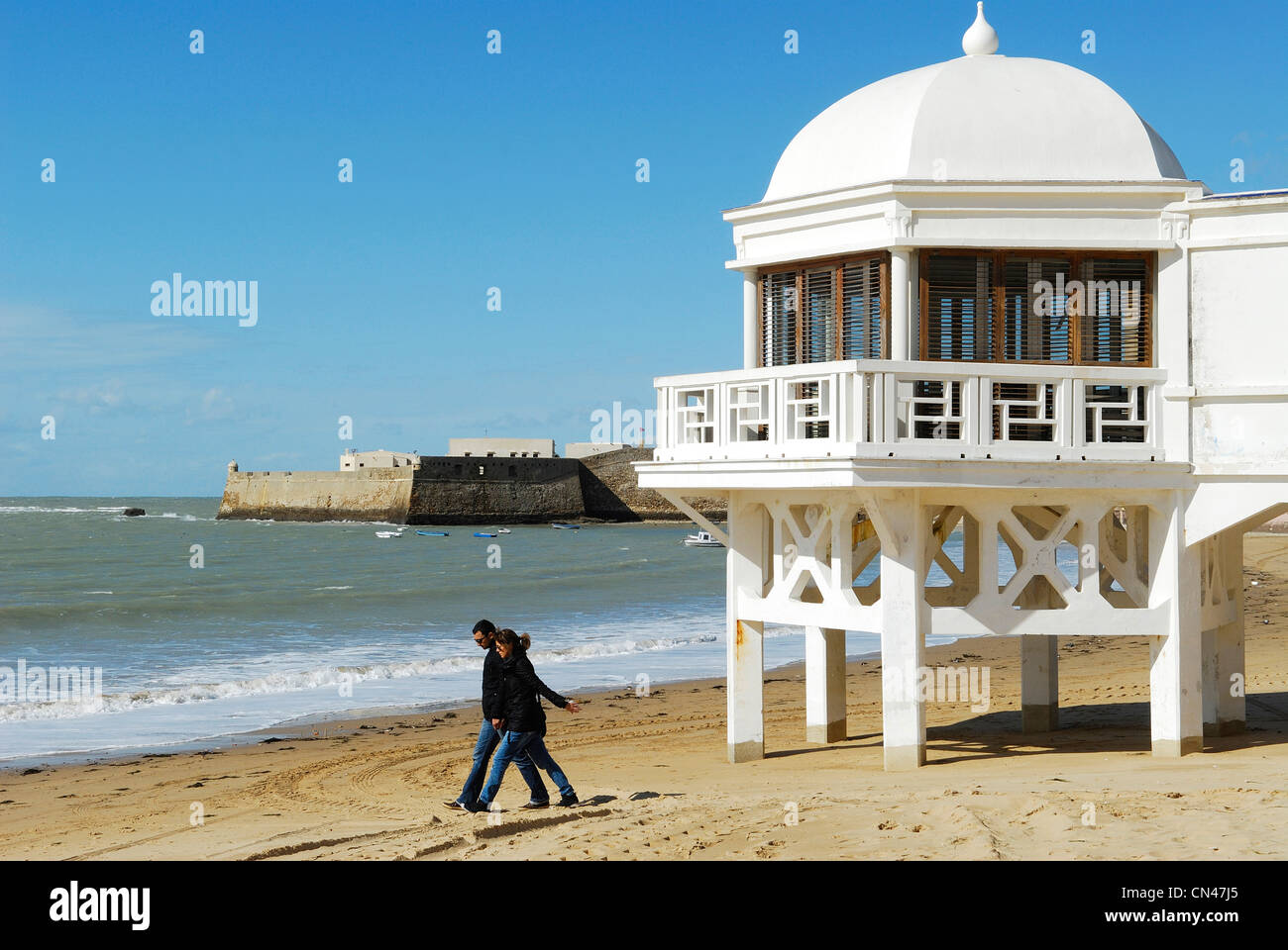 Spanien, Andalusien, Cadiz, La Caleta Strand Stockfoto