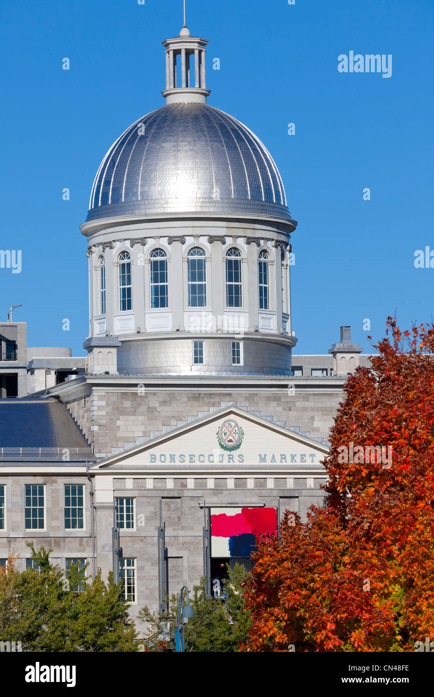 Kanada, Provinz Quebec, Montreal, Old Montreal, Alter Hafen, Notre Dame de Bonsecours Chapel, Herbst Blatt Farben Stockfoto