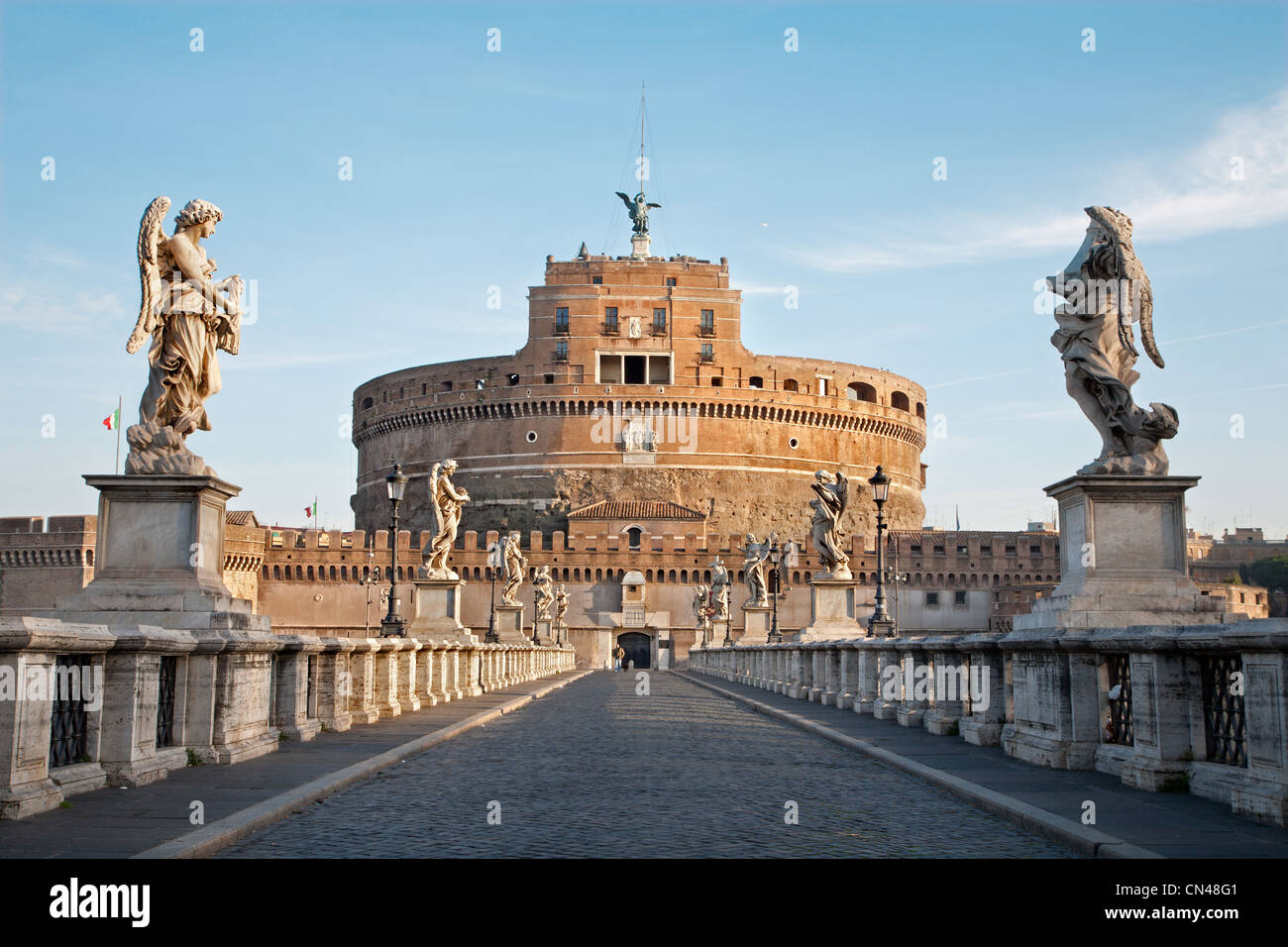 Rom - Engel Schloss und Brücke in Morgen Stockfoto