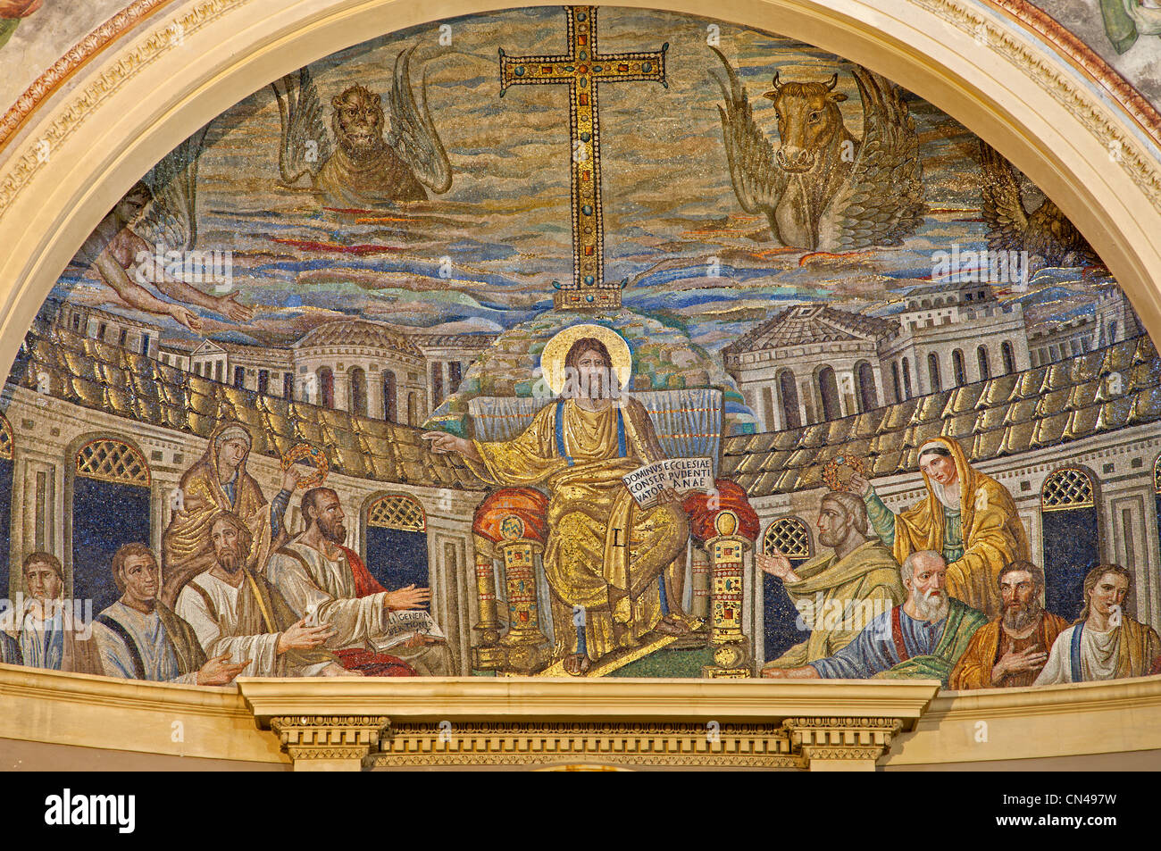 Rom - Mosaik von Jesus der Lehrer von Santa Pudenziana Kirche aus dem 4. Jahrhundert - im 16. Jahrhundert restauriert Stockfoto