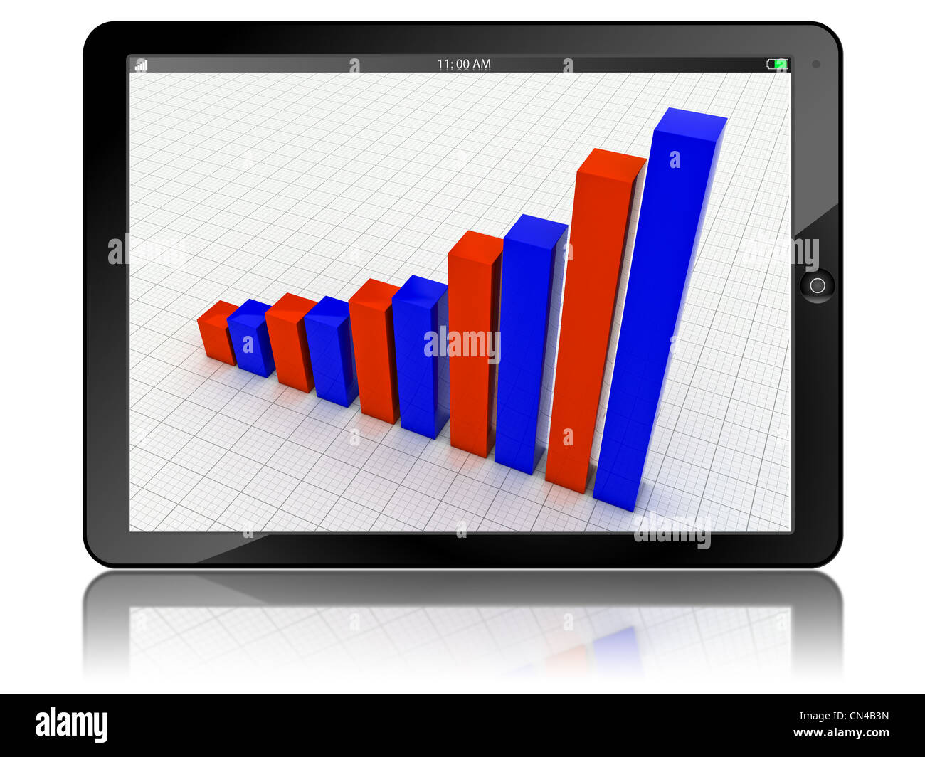 Tablet-PC mit Business-Wachstum-Grafik isoliert Stockfoto