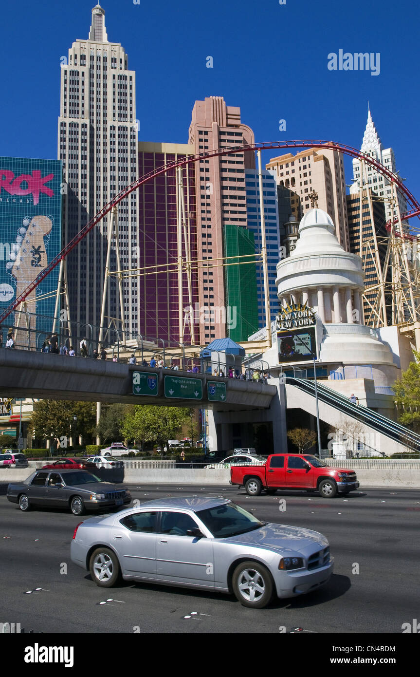 United Statess, Nevada, Las Vegas, New York New York Casino Hotel Aussicht vom Strip Boulevard Stockfoto