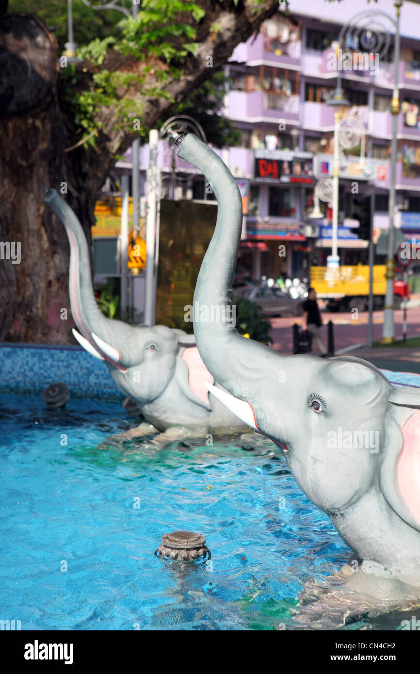 Ganesh Elefantenbrunnen in Little India Brickfields. Kuala Lumpur, Welaayat Persekutan, Malaysia, Südostasien, Asien Stockfoto