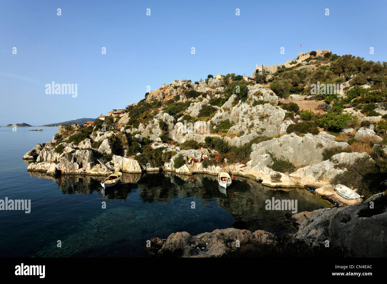 Türkei, Mittelmeerregion, türkische Riviera, Lykien, Kekova Bucht, Kalekoy Stockfoto