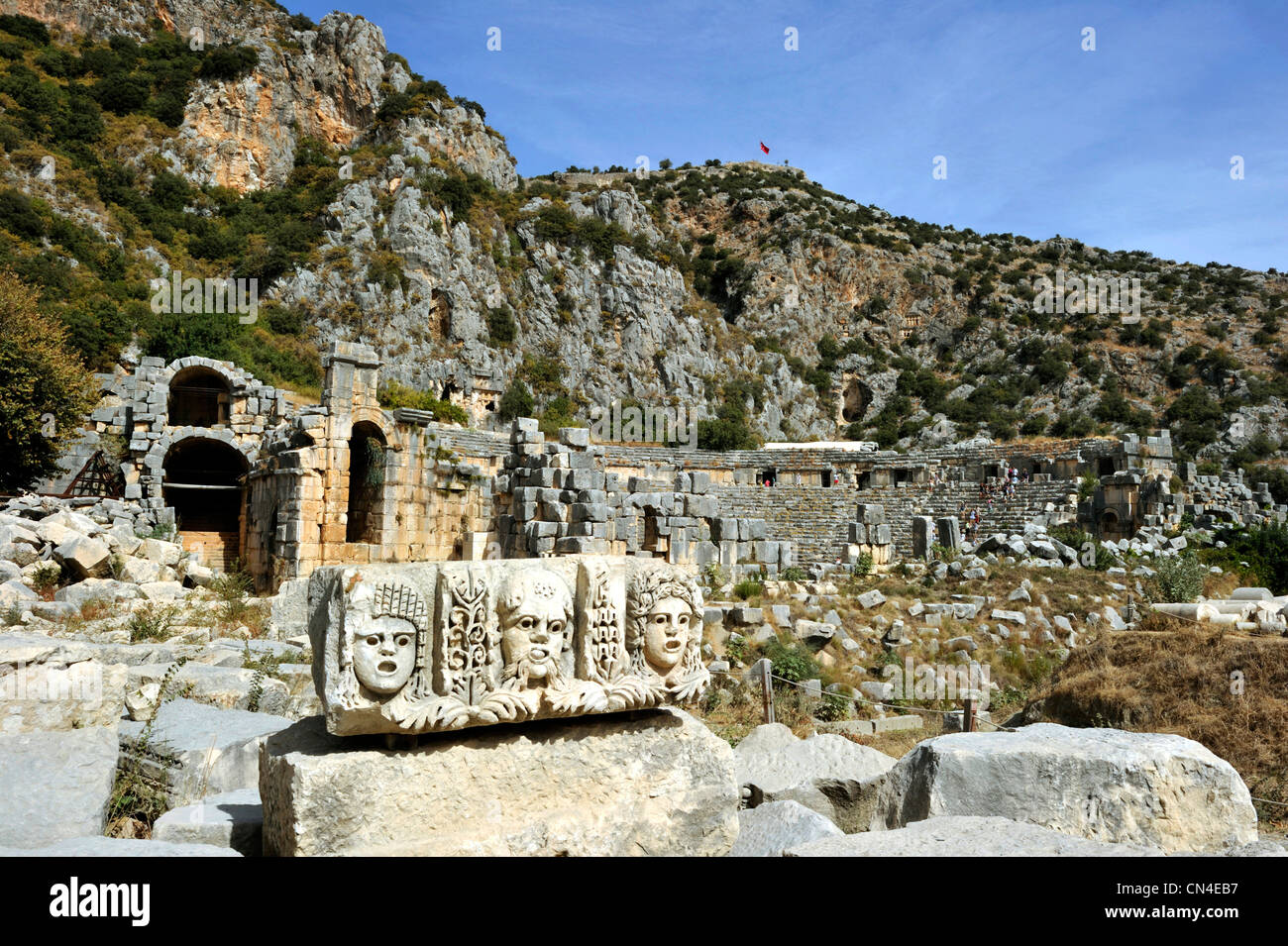 Türkei, Mittelmeerregion, türkische Riviera, Lykien, Kale (Demre), antike Stadt von Mira, Karstschluchten Gräber Stockfoto