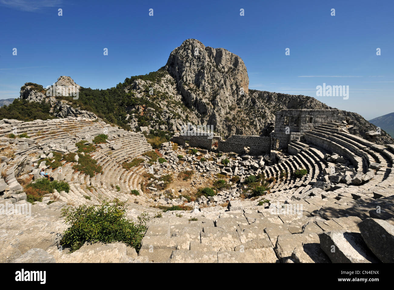 Türkei, Mittelmeerregion, türkische Riviera, Pamphylien, Termessos Website des Theaters Stockfoto