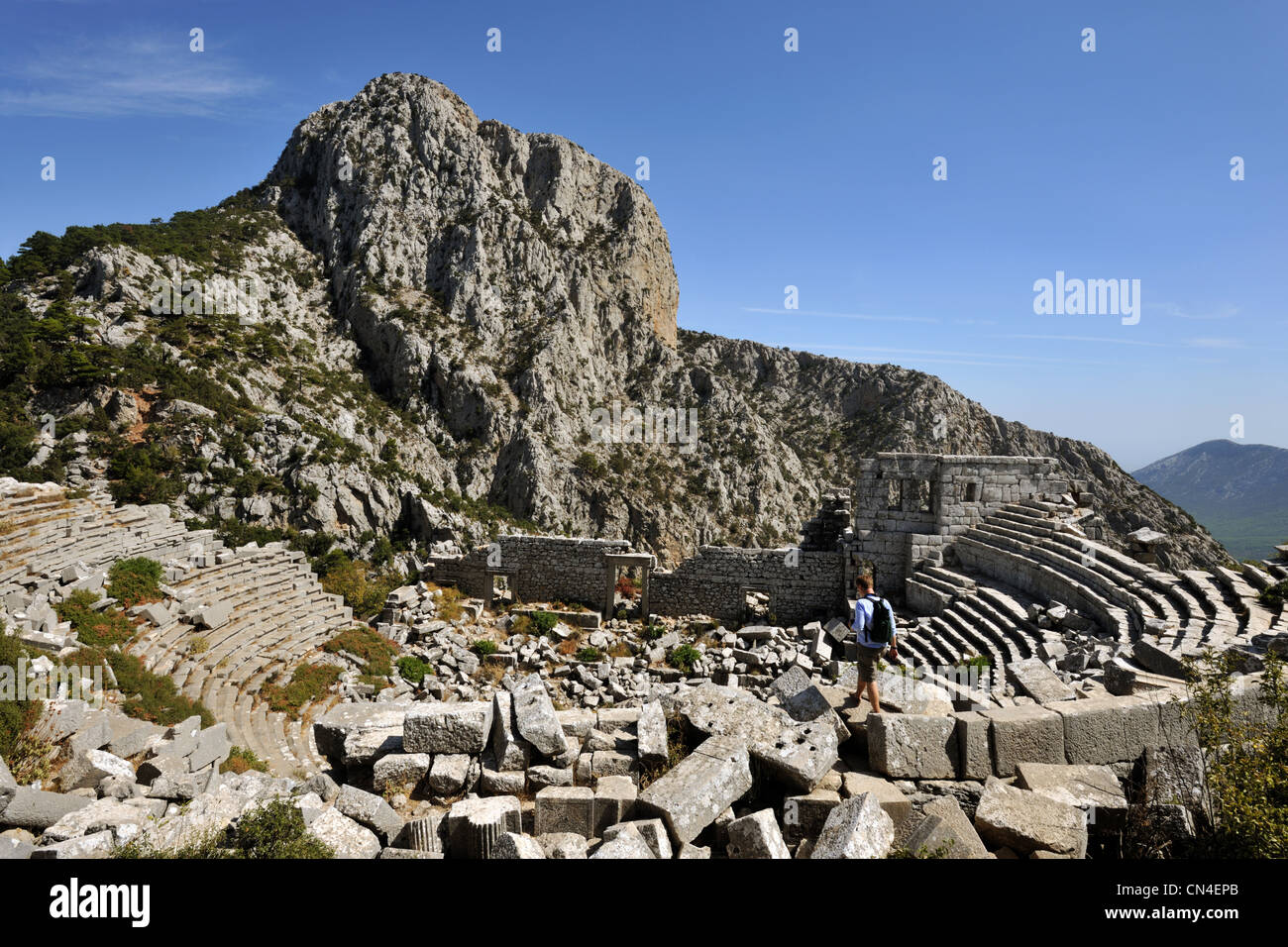 Türkei, Mittelmeerregion, türkische Riviera, Pamphylien, Termessos Website des Theaters Stockfoto