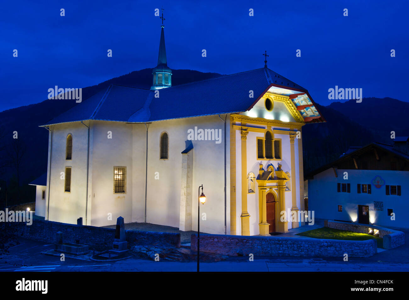 Frankreich, Haute Savoie, St Nicolas de Veroce, Les Sentiers du Barock, sakrale Kunst Museum Stockfoto