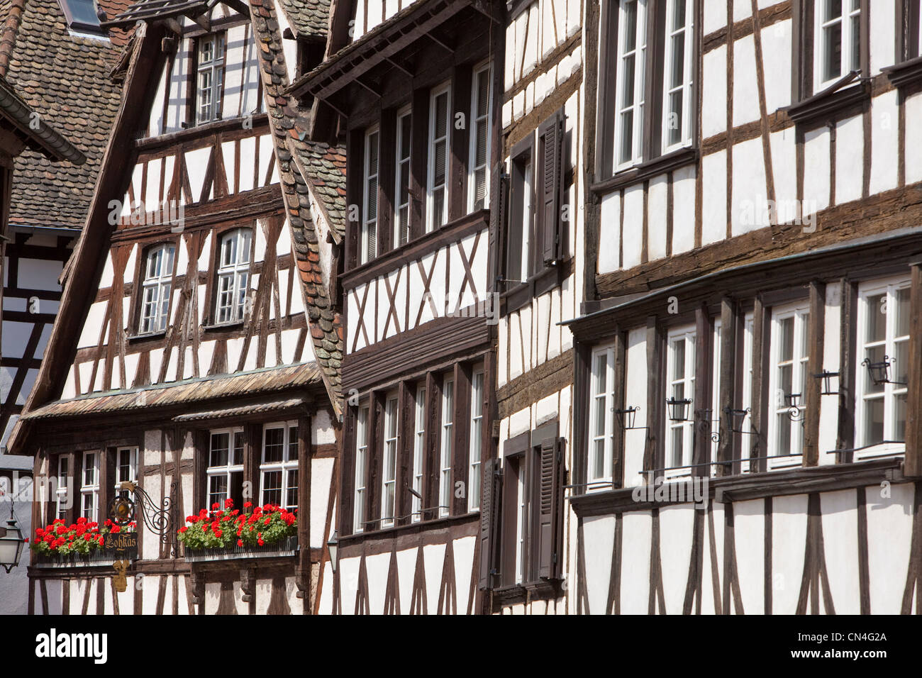 Frankreich, Bas-Rhin, Straßburg, Altstadt als Weltkulturerbe von UNESCO, La Petite France, Fachwerkhäusern Stockfoto