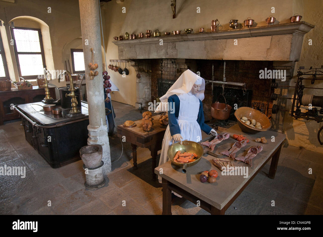 Frankreich, Cote d ' or, Beaune, der Hospices de Beaune, Hotel-Dieu Museum, Küche Stockfoto