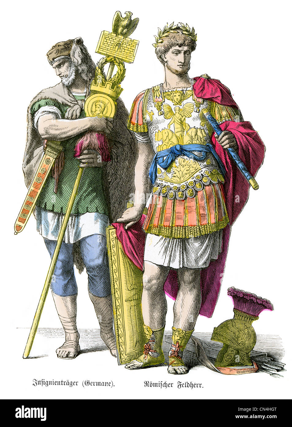 Ein römischer Standartenträger und Edelmann Stockfoto