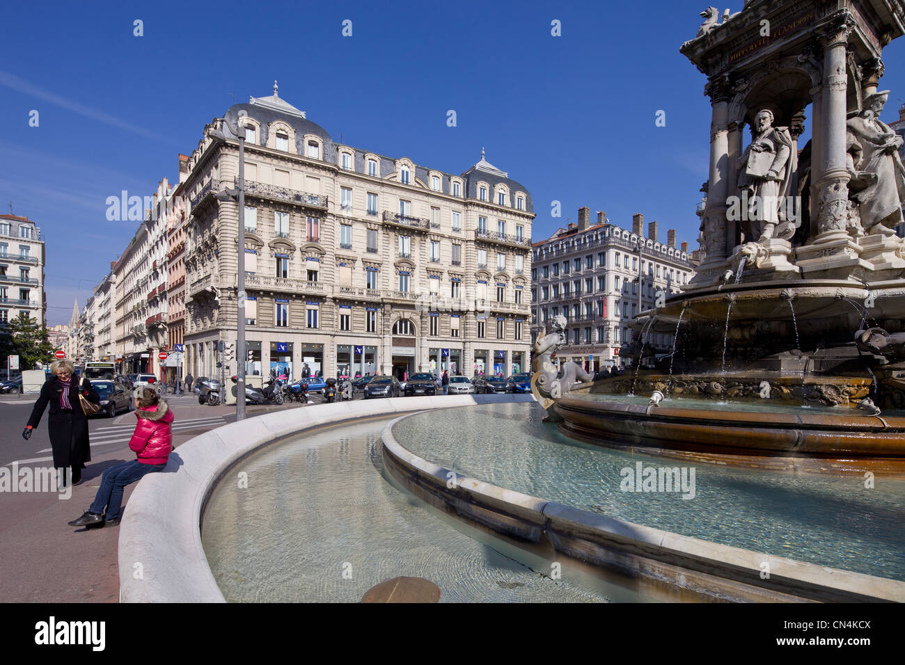 Frankreich, Rhone, Lyon, Halbinsel, historische Stätte Weltkulturerbe der UNESCO, Place des Jacobins (Jakobiner Quadrat) Stockfoto