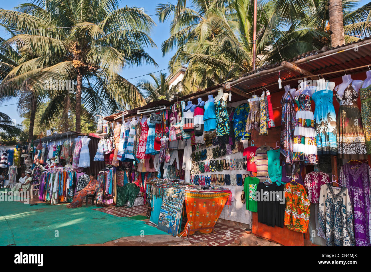 Kleidung Verkäufer Colva Goa Indien Stockfoto