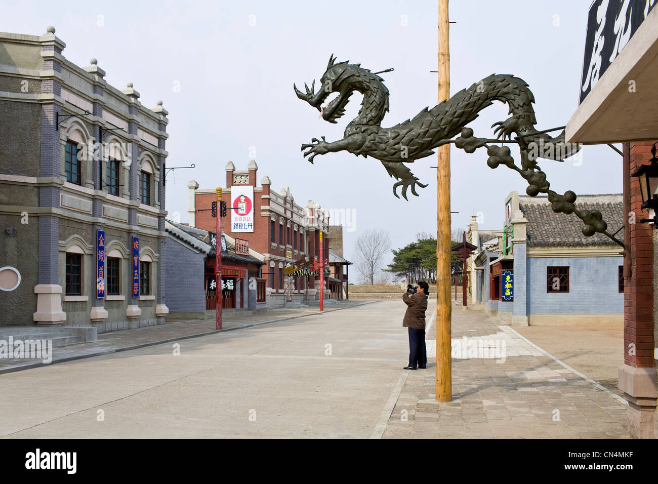 Nordkorea, Pjöngjang, Film-set mit einer chinesischen Straße Stockfoto