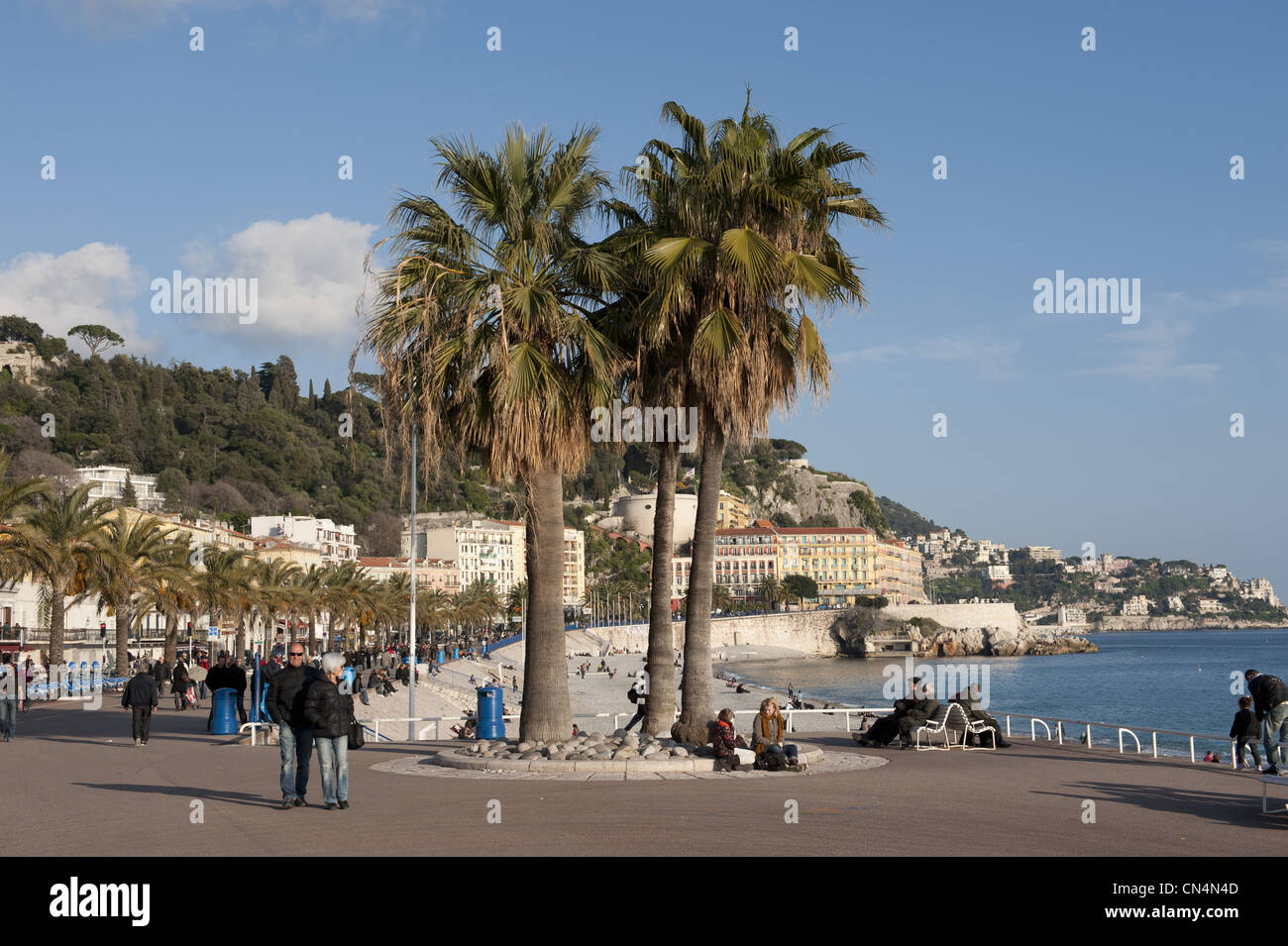 Frankreich, Alpes Maritimes, Nizza Promenade des Anglais im winter Stockfoto