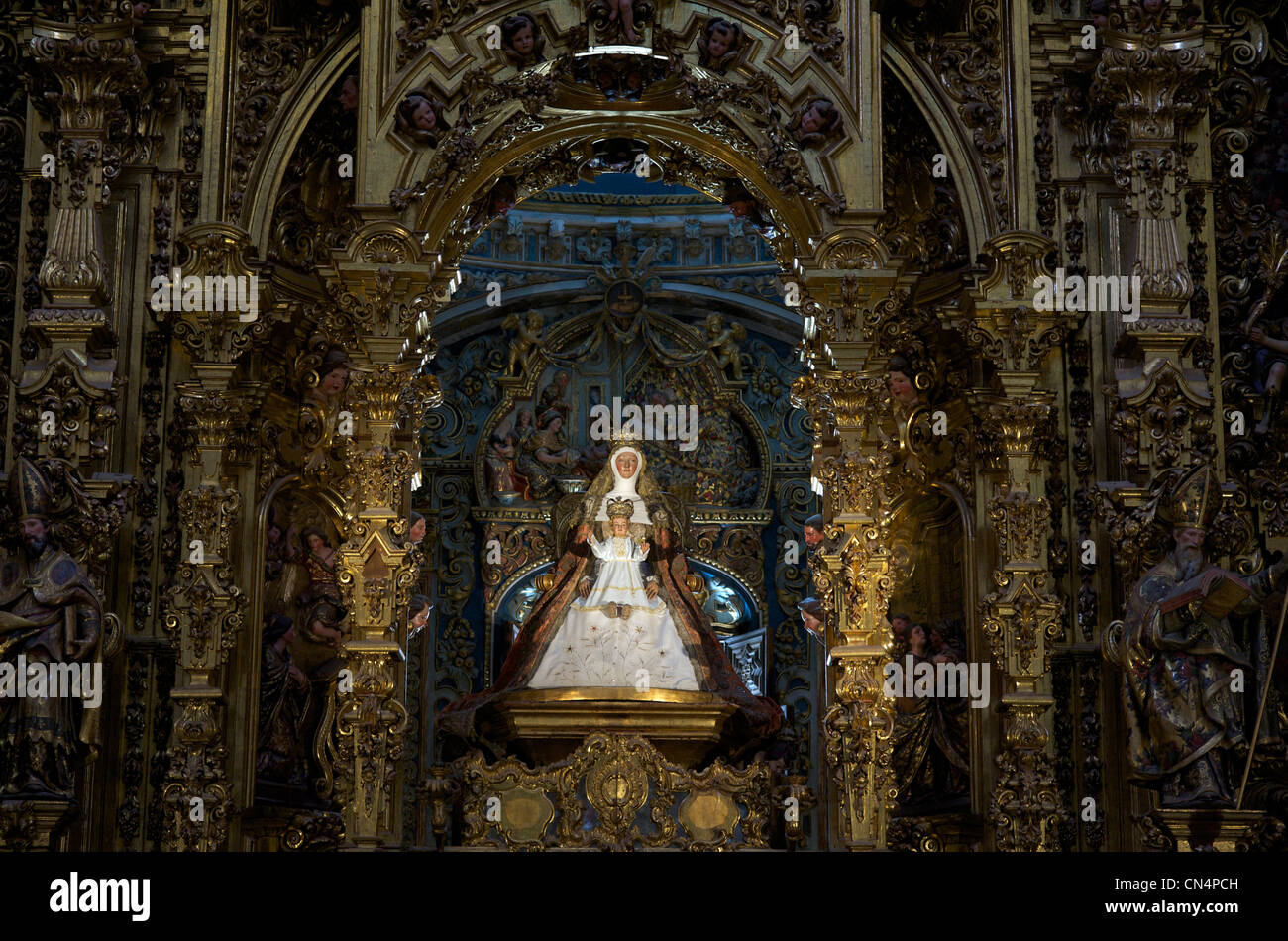 Spanien, Andalusien, Sevilla, El Divino Salvador Stiftskirche, die Virgen de Las Aguas Altarbild Stockfoto