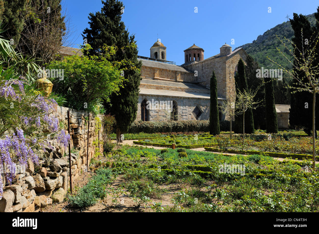 Frankreich, Aude, Fonfroide Zisterzienser Abtei Stockfoto