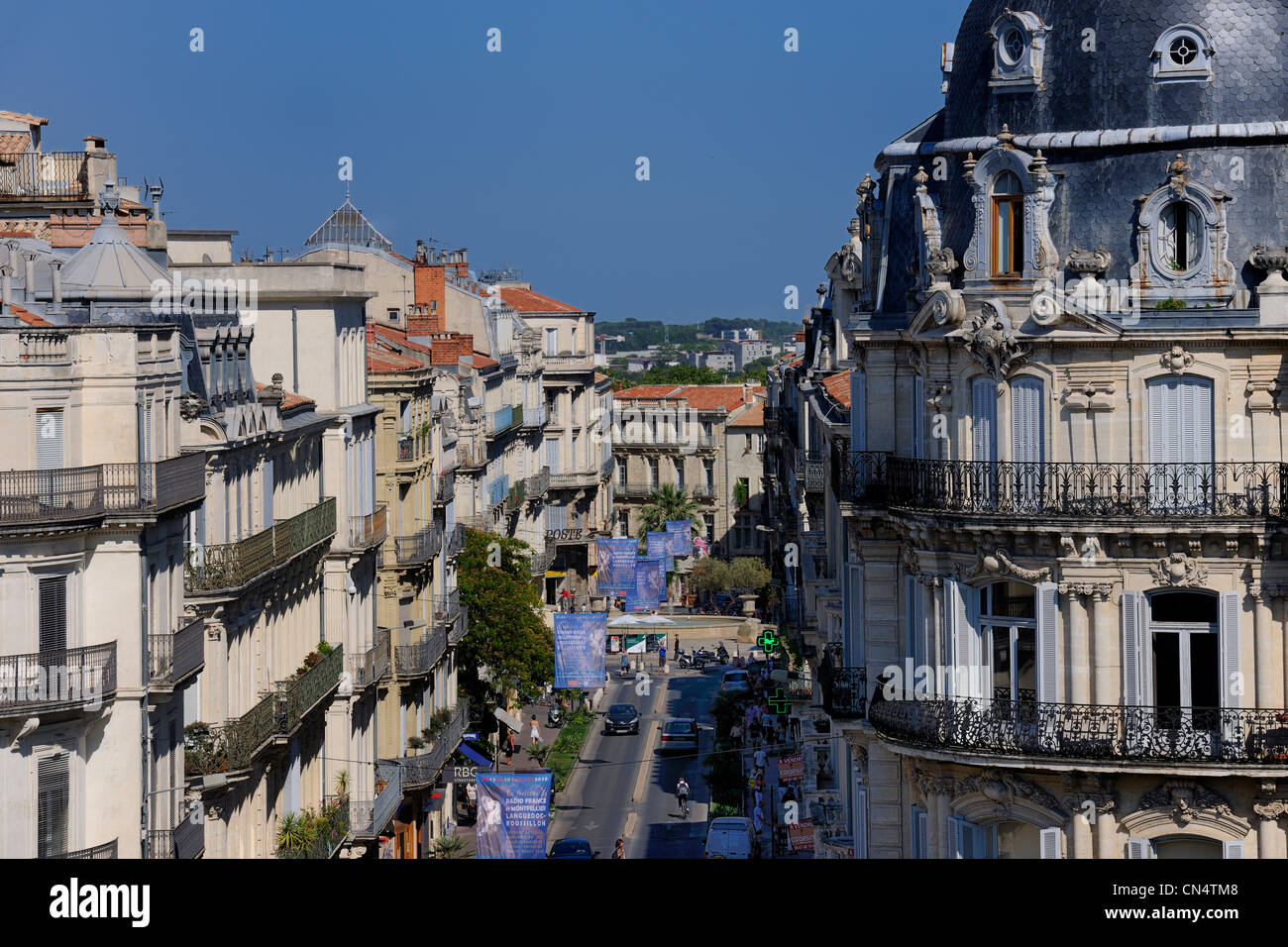 Frankreich, Herault, Montpellier, Bauten des 19. Jahrhunderts auf der Foch street Stockfoto