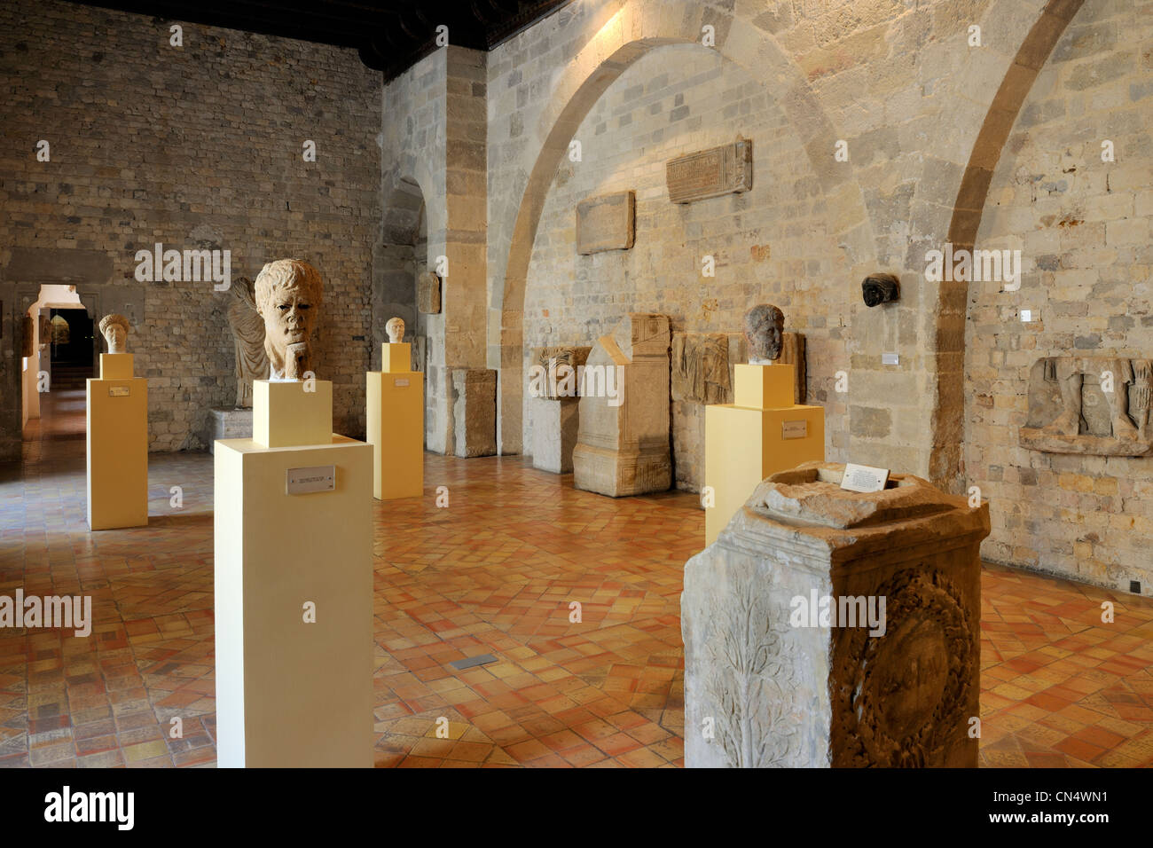 Frankreich, Aude, Narbonne, Palais des Archeveques, Archäologisches Museum, Halle von Gallo romanischen Altertümer Stockfoto