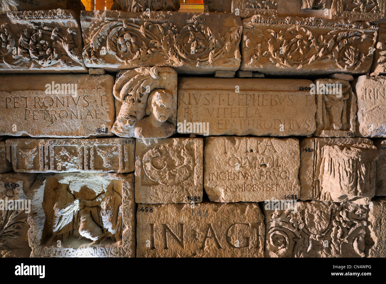 Frankreich, aufgegeben Aude, Narbonne, Steinskulpturgalerien Museum in Notre-Dame de Lamourguier Kirche Stockfoto