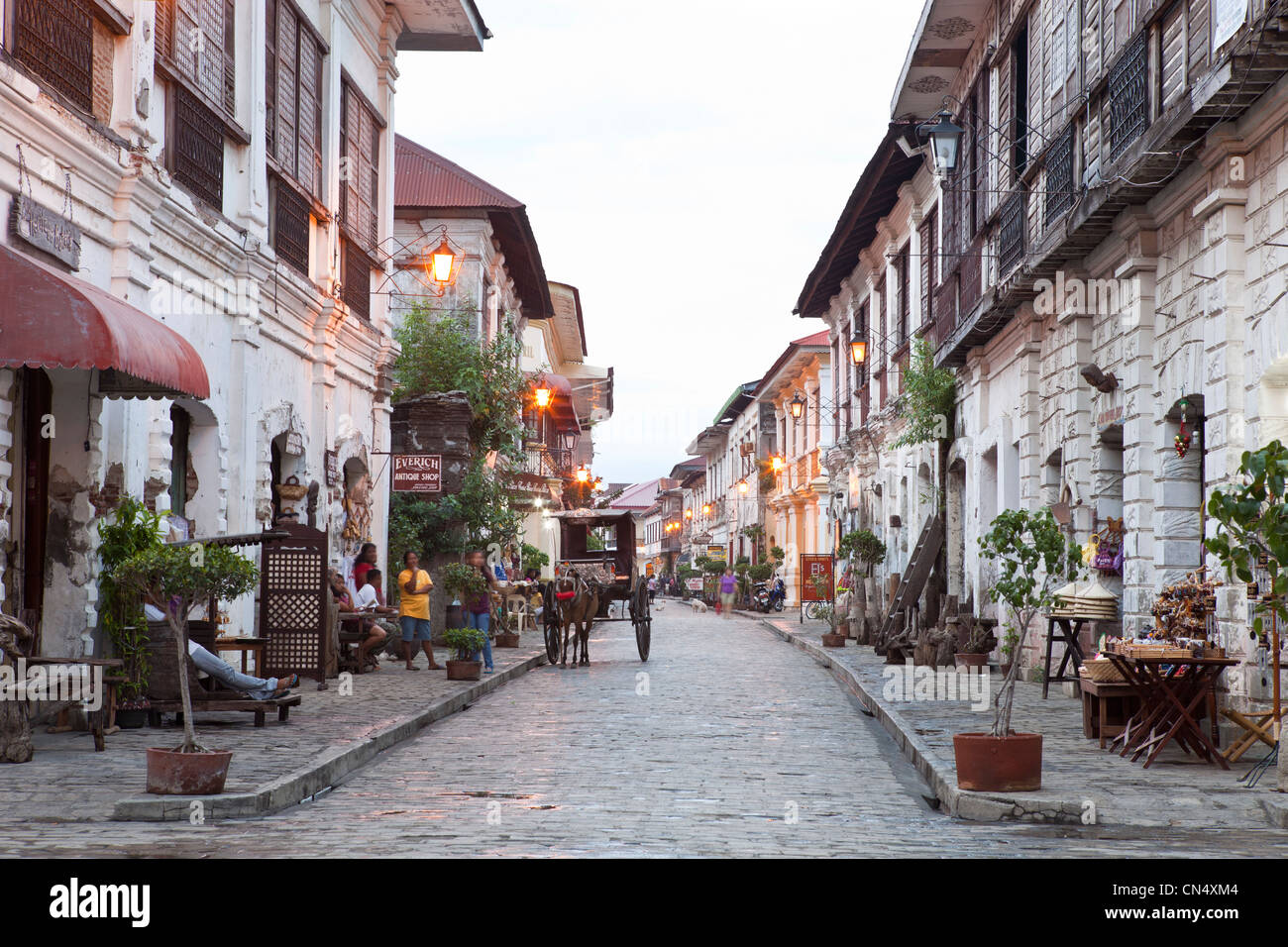 Philippinen, Insel Luzon, Ilocos Sur, Vigan, Weltkulturerbe der UNESCO, Mestizen historisches Viertel, kolonialen und Stockfoto