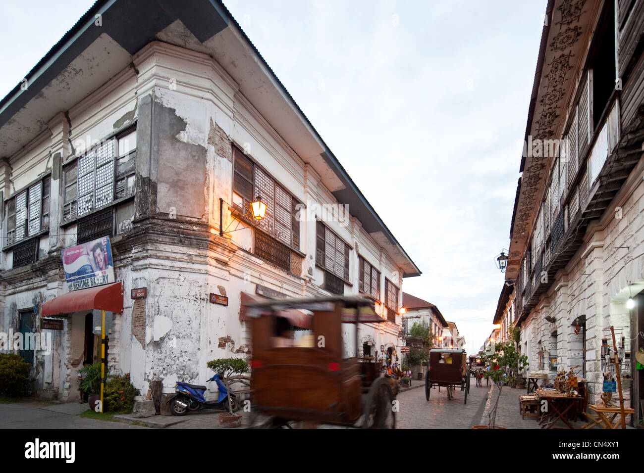 Philippinen, Insel Luzon, Ilocos Sur, Vigan, Weltkulturerbe der UNESCO, Mestizen historisches Viertel, kolonialen und Stockfoto