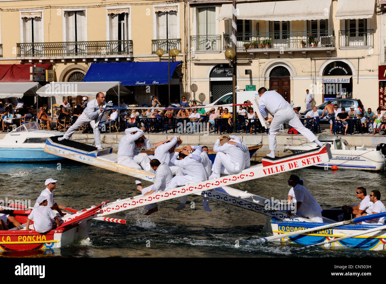 Frankreich, Herault, Sete, canal Royal (Royal Canal), Fête De La Saint Louis (St. Louis fest), Meer Ritterturniere Stockfoto