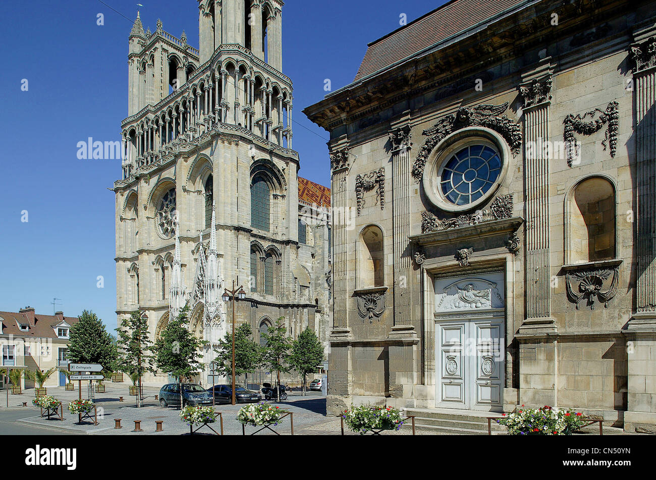 Frankreich, Yvelines, Mantes-la-Jolie, Musee de l ' Hotel Dieu, das Museum und Stiftskirche Notre-Dame Stockfoto