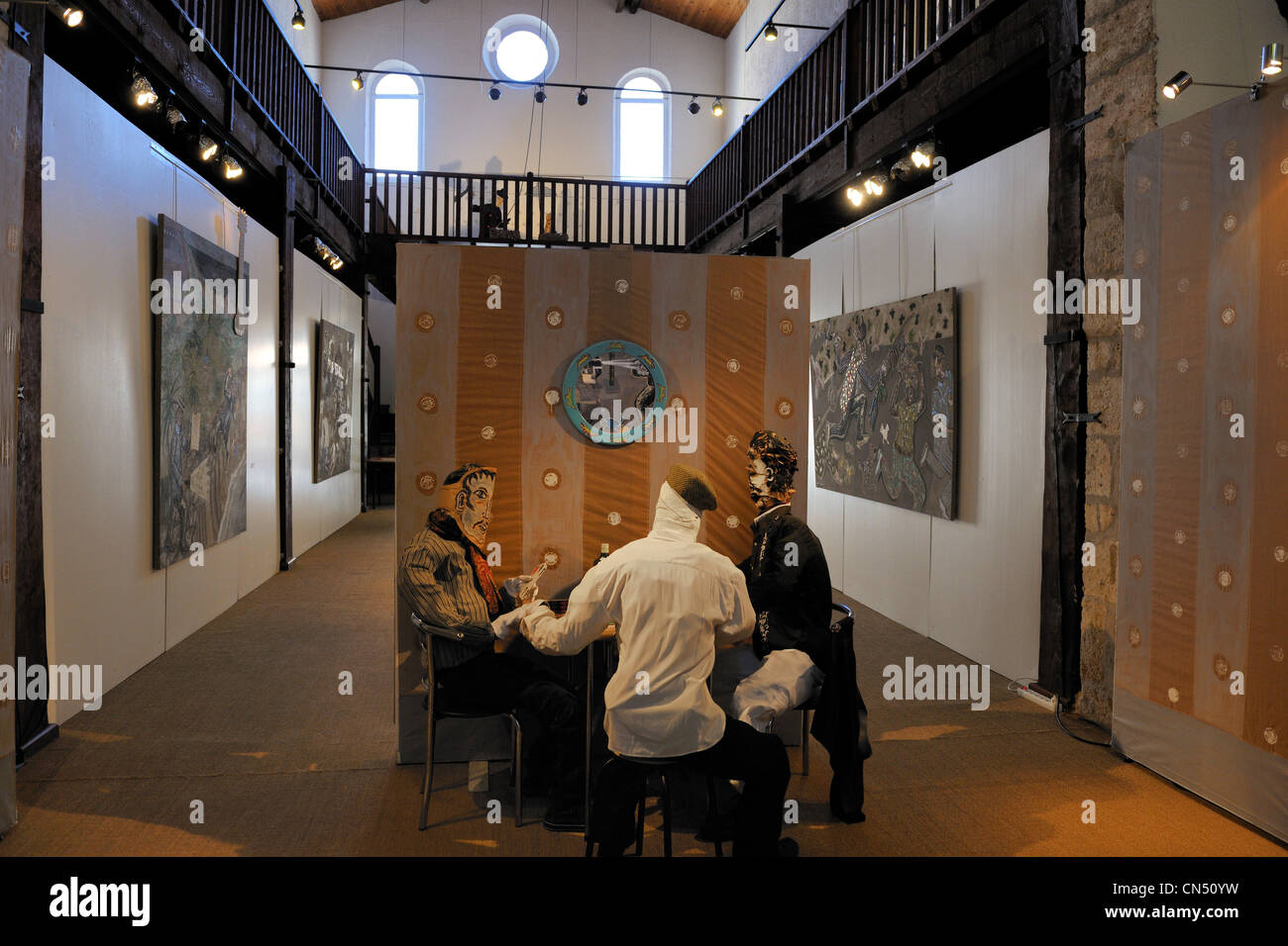 Frankreich, Herault, Sete, Frontignan Museum, Ausstellung des Künstlers Andre Cervera, Serie Couleur Gießen römische Noir Ou du rififi Stockfoto