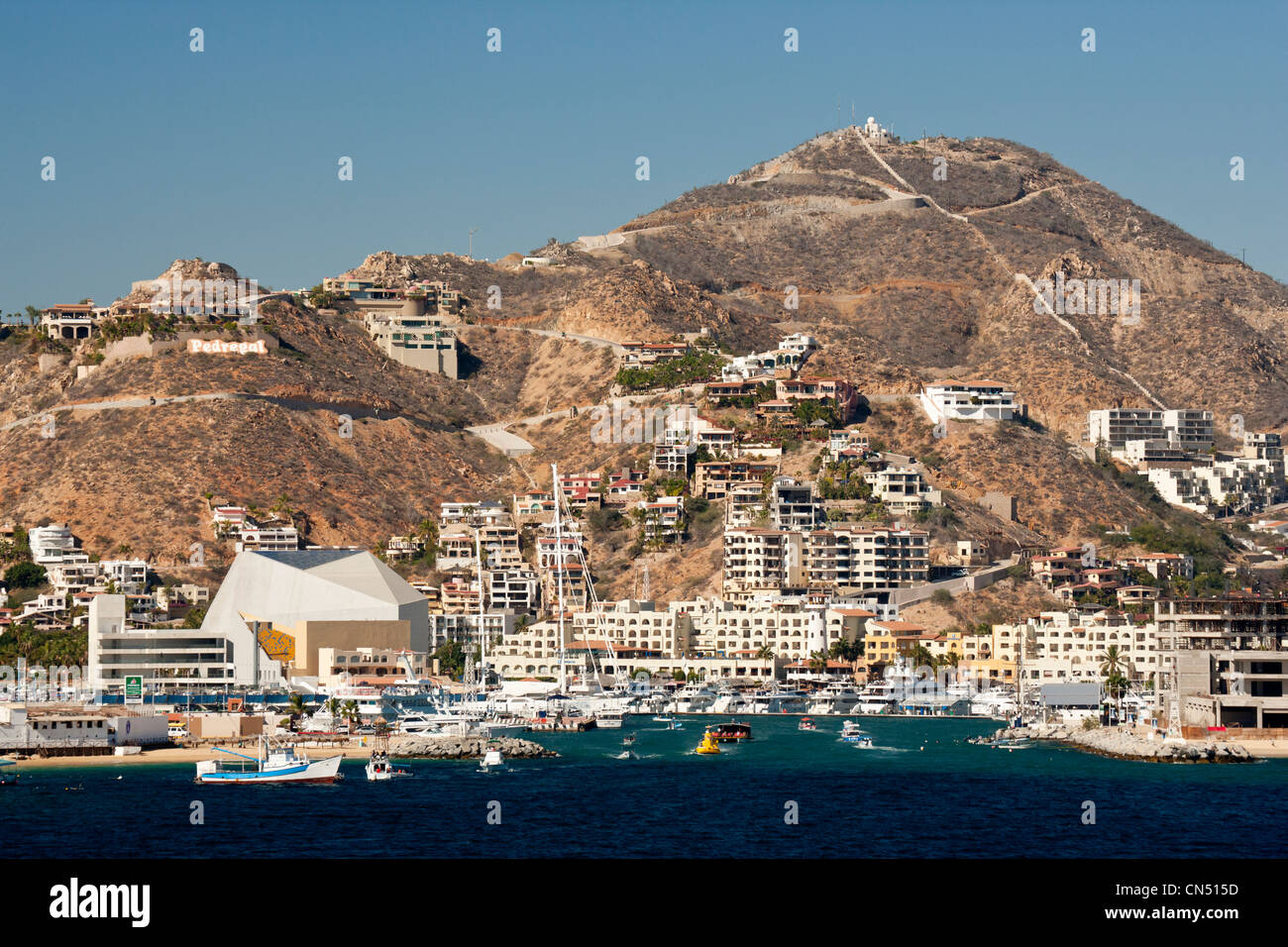 Mexikanische Riviera Hafen von Cabo San Lucas von Sea of Cortez - Cabo San Lucas-Mexico gesehen. Stockfoto