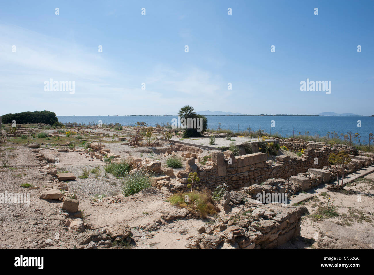 Überreste des Gebäudes verbunden mit der phönizischen und karthagischen Hafen von Mozia, Provinz Trapani, Sizilien, Italien. Stockfoto