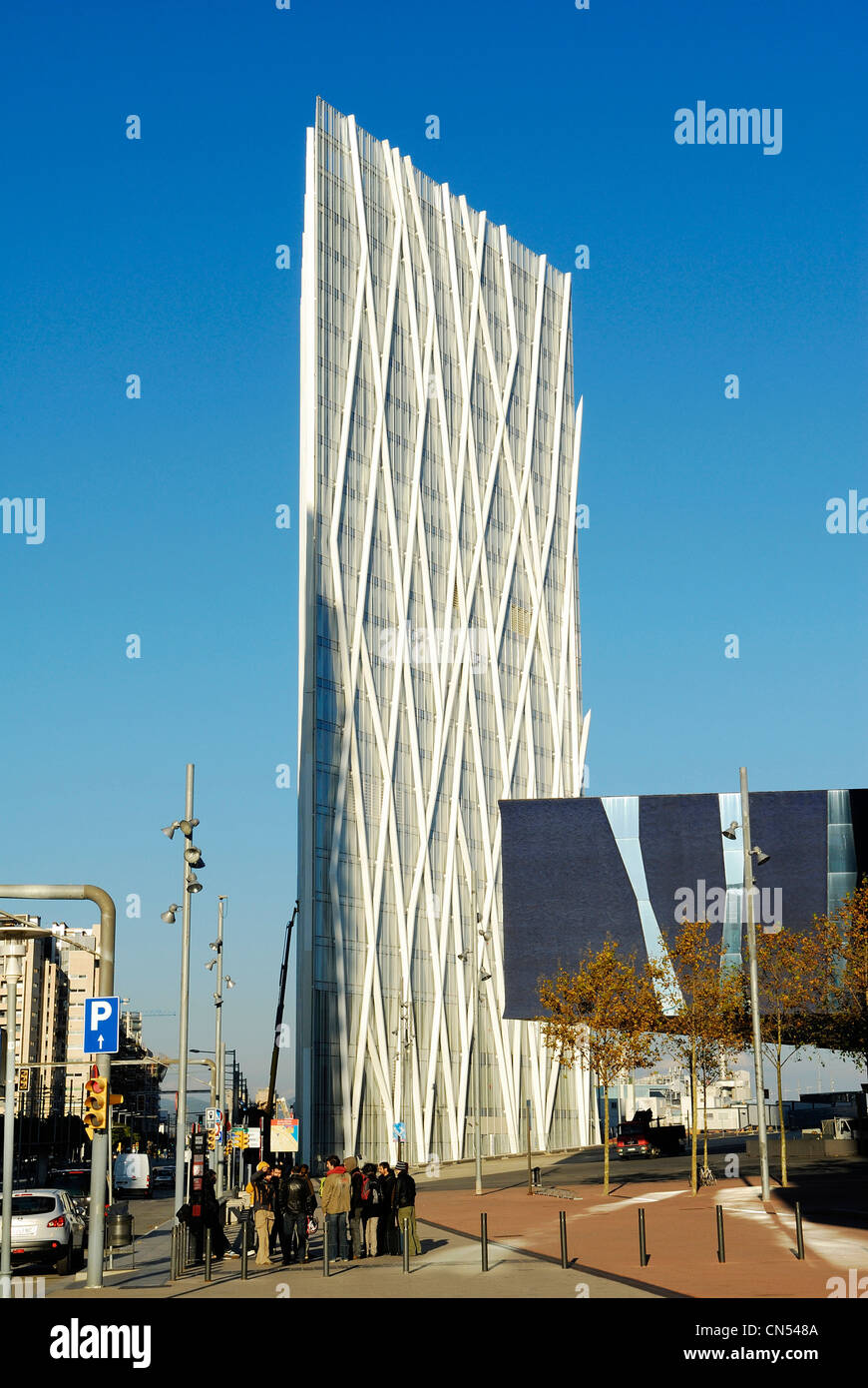 Spanien, Katalonien, Barcelona, Diagonal Zero Zero Tower, Hauptsitz der Telefonica Gesellschaft von Architekten Enric Stockfoto