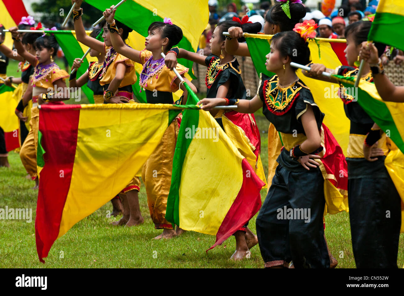 Indonesien, Java, Provinz Ost-Java, Madura Island, Bangkalan, bull Rasse namens Kerapan Sapis, Eröffnungsfeier Stockfoto