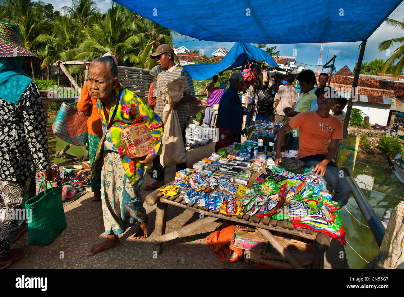 Indonesien, Java, Provinz Ost-Java, Madura Island, Pasongsongan Dorf, Markt Stockfoto