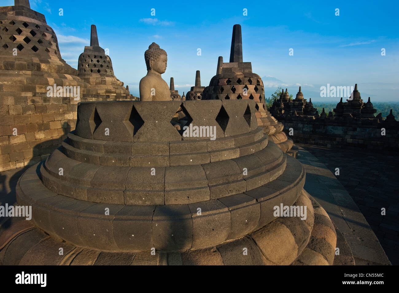 Indonesien, Java, Java-Zentralprovinz, archäologische Stätte von Borobudur, buddhistische Tempel von der UNESCO als Welterbe gelistet Stockfoto