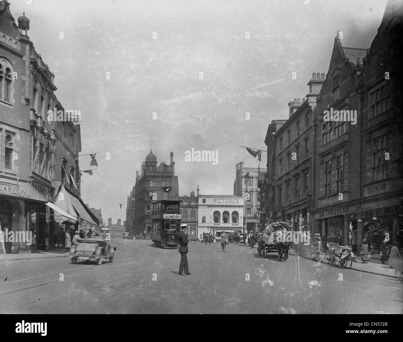 Queen Square, Wolverhampton, 1910. Stockfoto