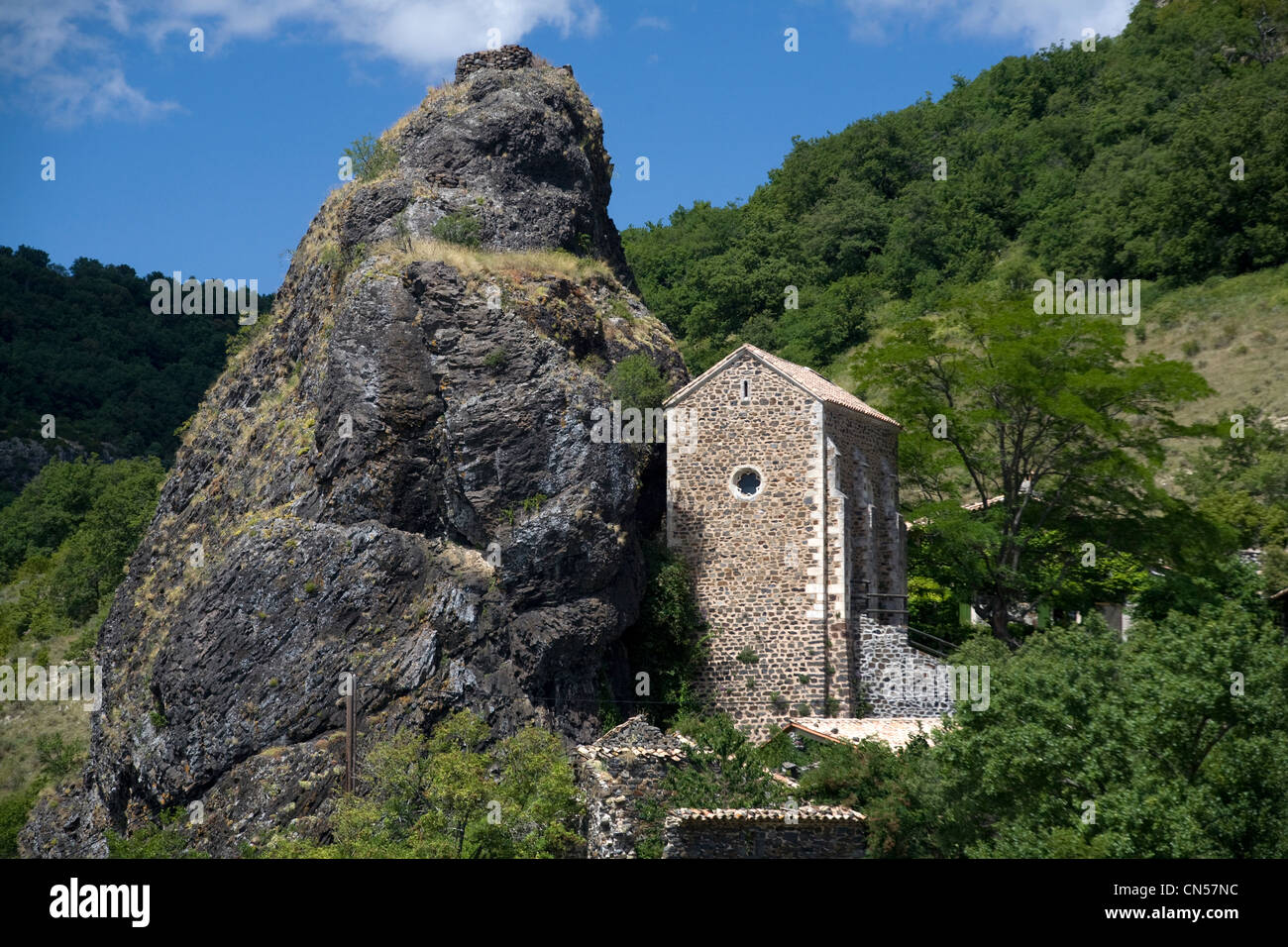 Frankreich, Ardeche, Plateau du Coirons, Weiler entfernte Dorf Saint-Pons Stockfoto