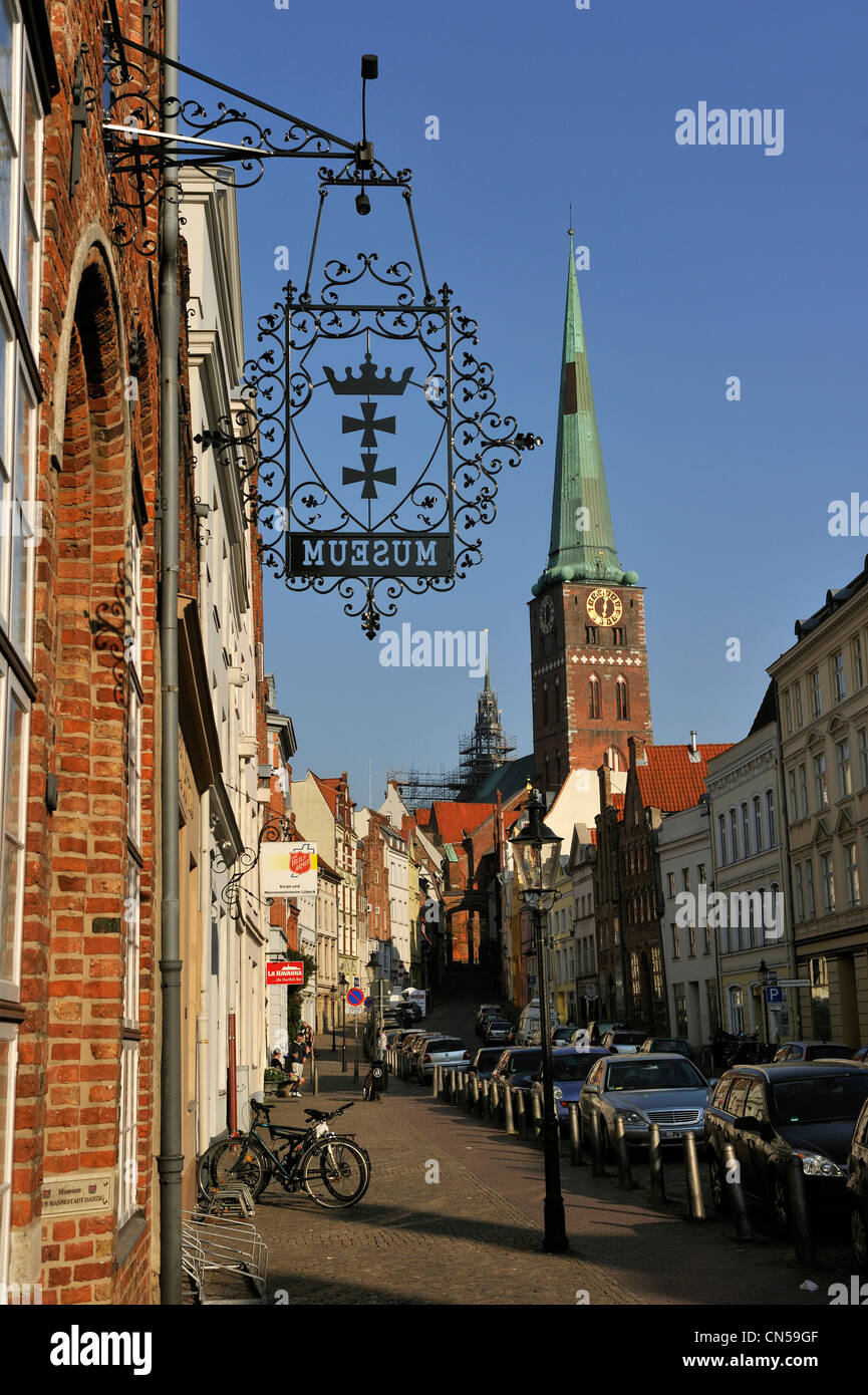 Deutschland, Schleswig Holstein, Lübeck, Weltkulturerbe von UNESCO, Engelsgrube und Jakobikirche Stockfoto