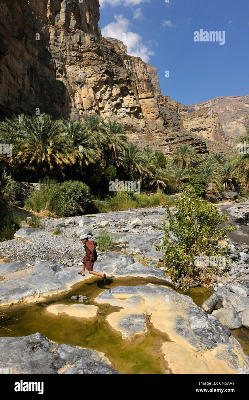 Sultanat von Oman, Al Dakhiliyah Region, westlichen Hajar-Gebirge, Wadi Nakhr, der große canyon Stockfoto