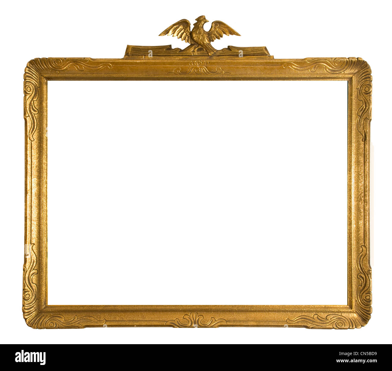 Antik gold verzierten Bilderrahmen isoliert auf weißem Hintergrund Stockfoto