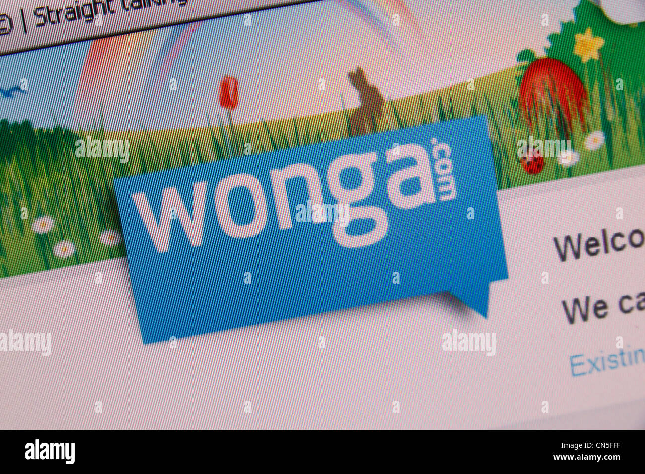 Ein Screenshot von der Website Wonga.com & Logo, einem Zahltag Darlehen Unternehmen in Großbritannien. Stockfoto