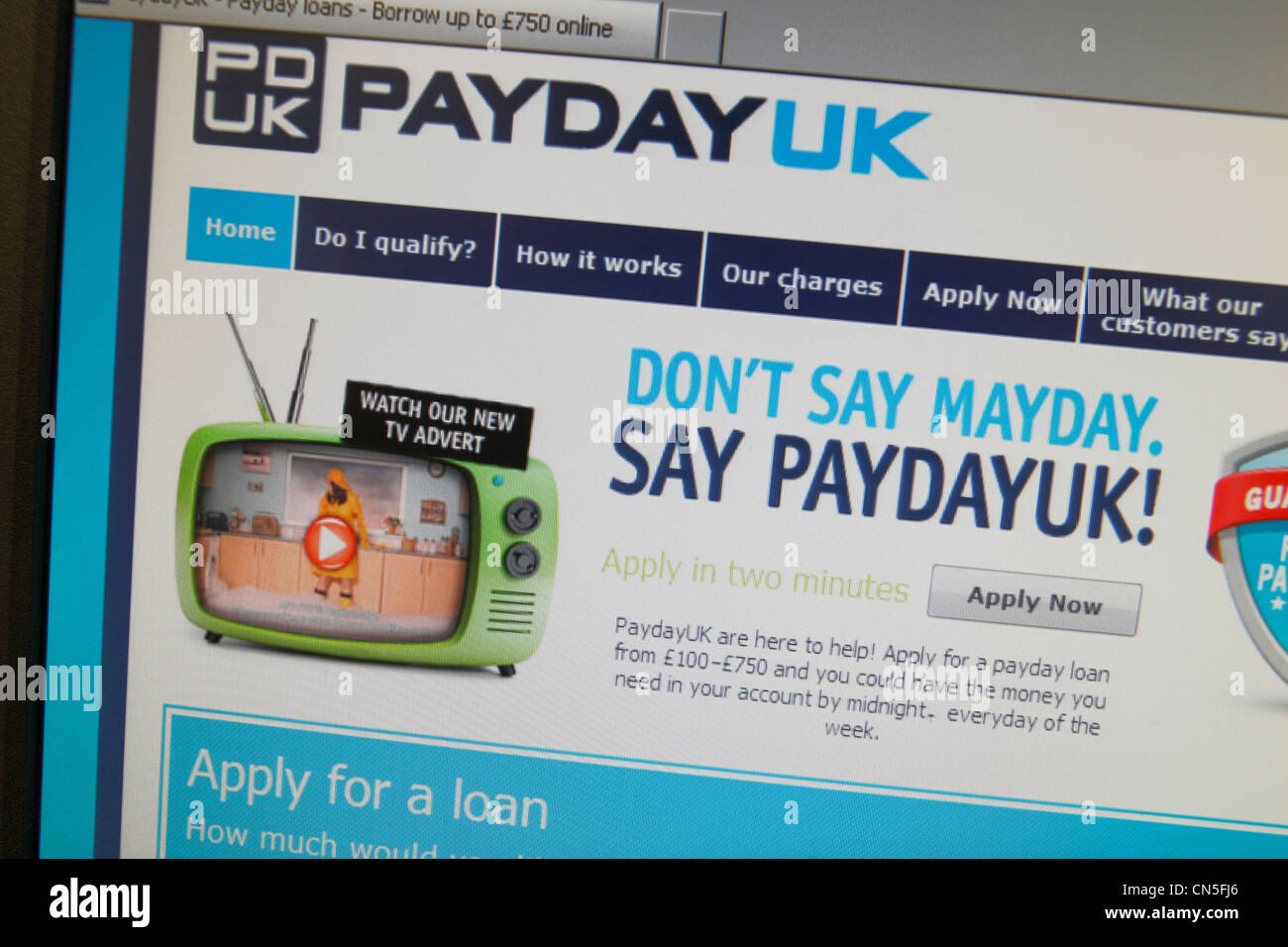 Ein Screenshot von der Zahltag UK-Website, einem Zahltag Darlehen Unternehmen in Großbritannien. Stockfoto
