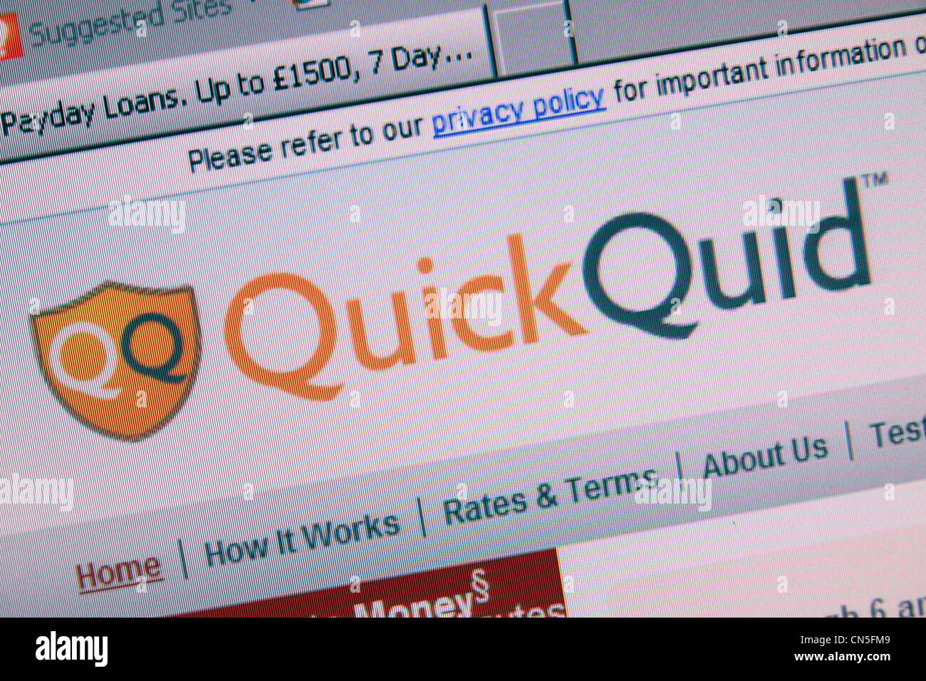 Ein Screenshot der Website QuickQuid, einem Zahltag Darlehen Unternehmen in Großbritannien. Stockfoto