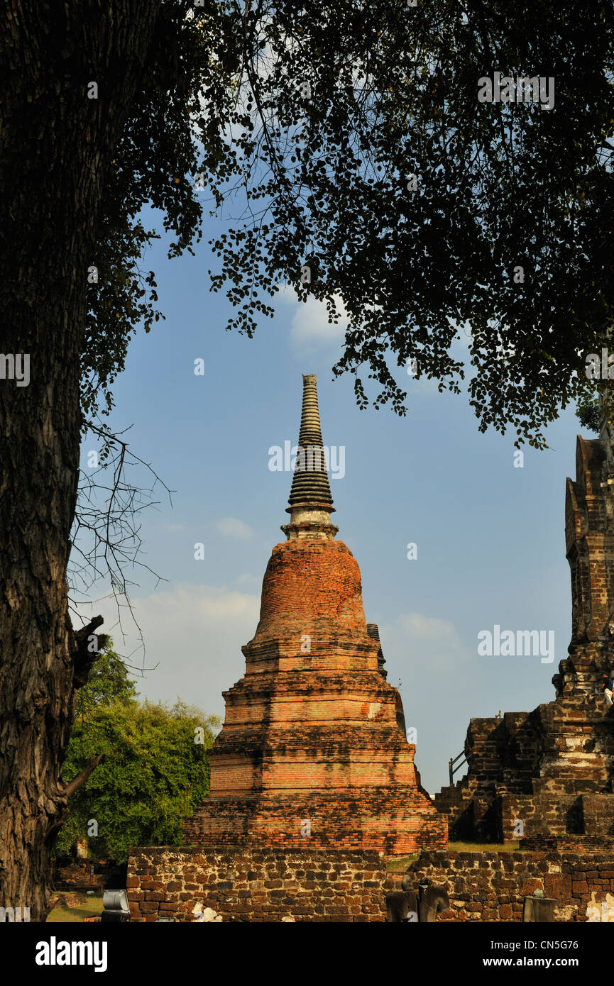 Thailand, Ayutthaya Geschichtspark, Weltkulturerbe der UNESCO, Wat Rachaburana Tempel Stockfoto