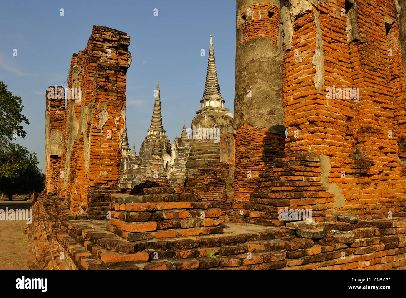 Thailand, Ayutthaya Geschichtspark, Weltkulturerbe der UNESCO, Gruppe der Tempel Wat Phra Sisan Phet Stockfoto